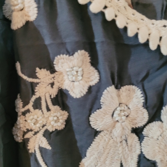 NWT Boho Blue Embroidered & Beaded Babydoll Tank Top - Picture 12 of 15